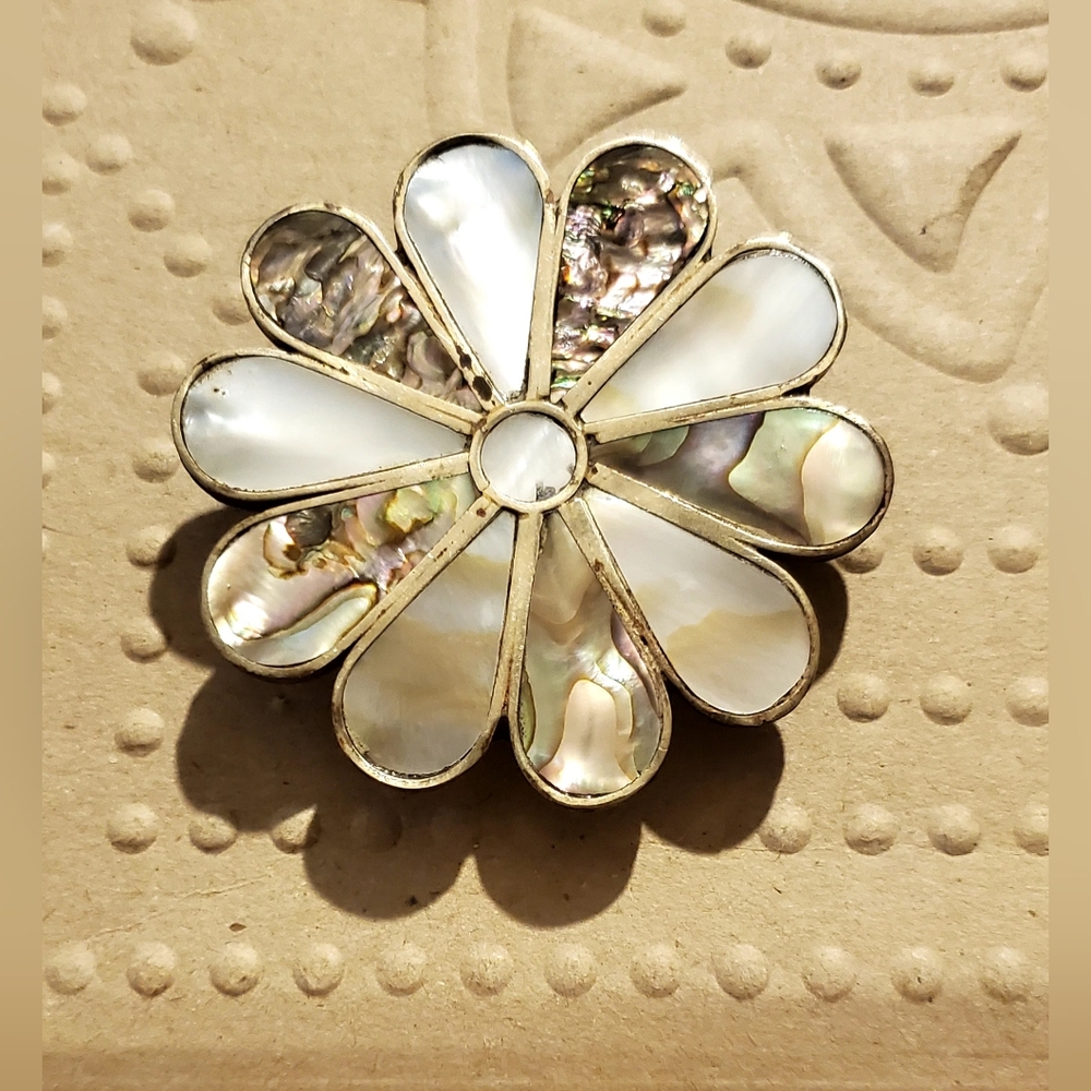 Vintage Beltbuckle Taxco Silver & Abalone